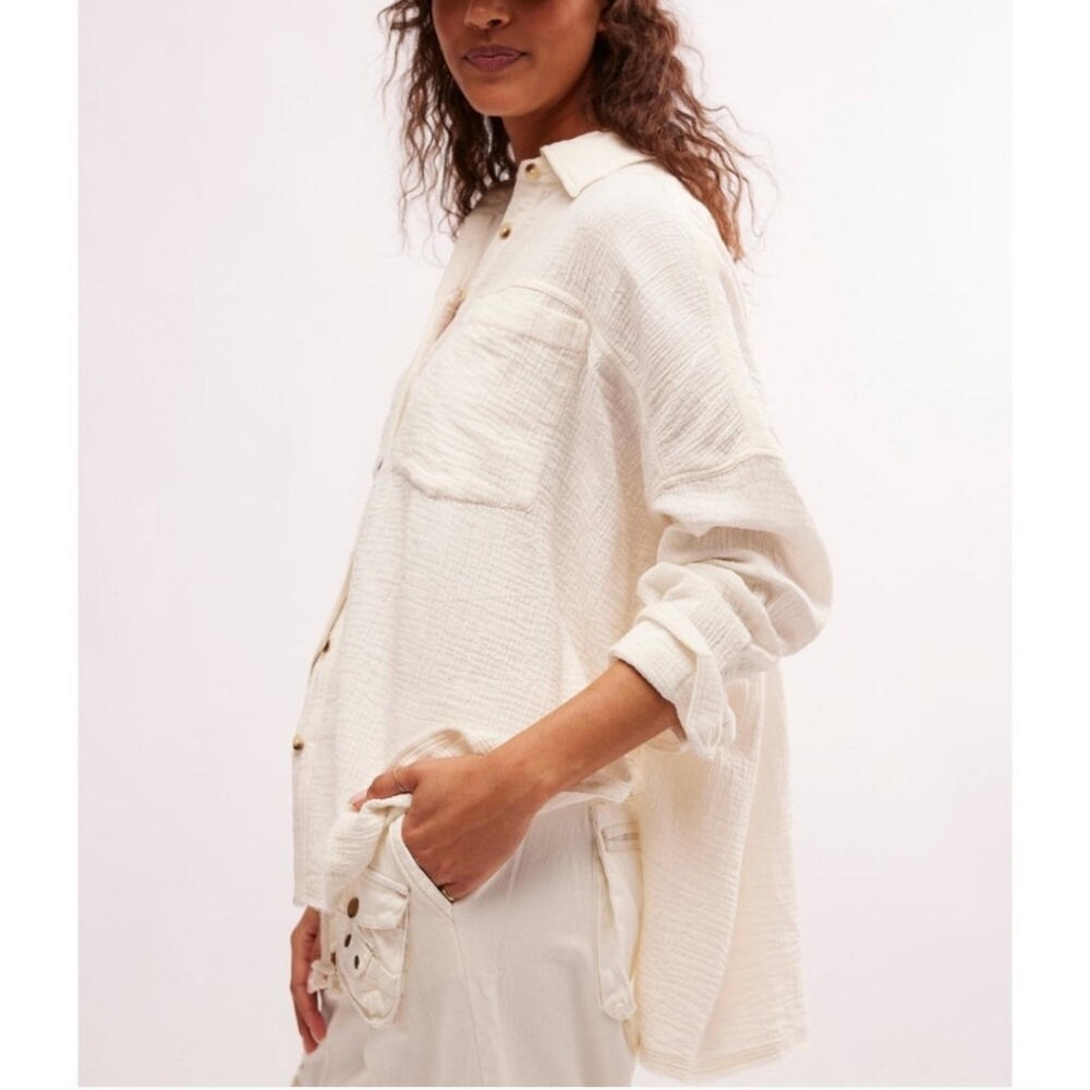FREE PEOPLE We The Free Cardiff Top in Optic White•Size Small•NWOT - Picture 4 of 12